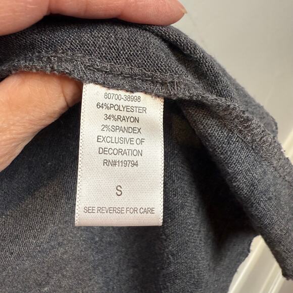 Live and Let Live Gray Cardigan Small Boho Crochet Back Drape Open Front - Picture 3 of 8